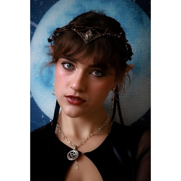 Elf Crystal Crown Tiara Fairy Headpiece Renaissance Cosplay Wedding main image 4